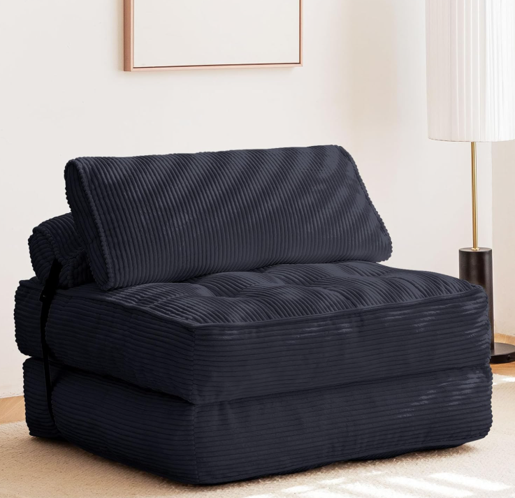 Folding Sofa Bed – Convertible Chaise Lounge & Futon, Tufted Cushion, Space-Saving Design for Living Room, Guest Room, Dormitory