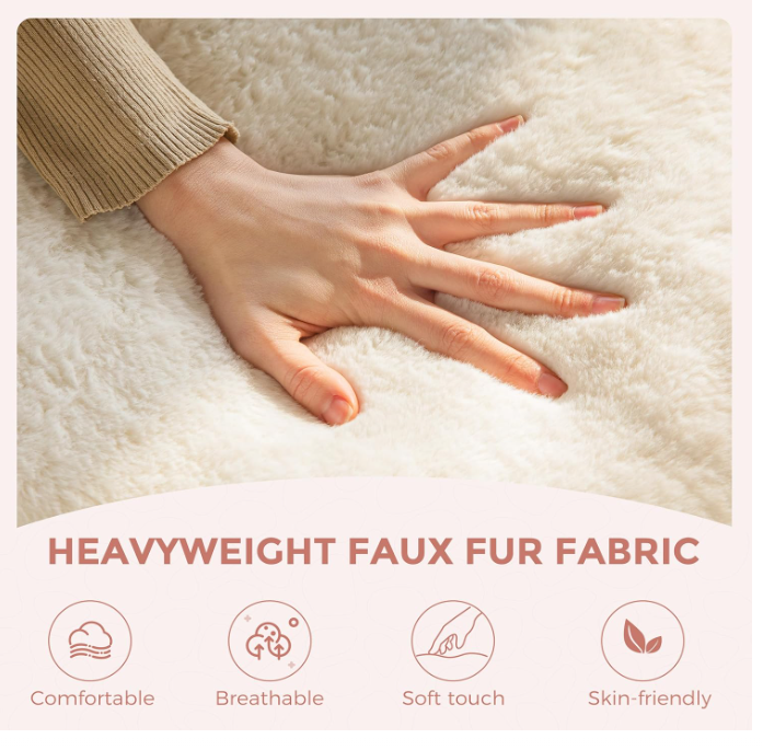 Pebble-Shaped Bean Bag Chair – Plush Faux Fur Accent Chair with High-Density Foam for Living Room, Bedroom, or Dorm